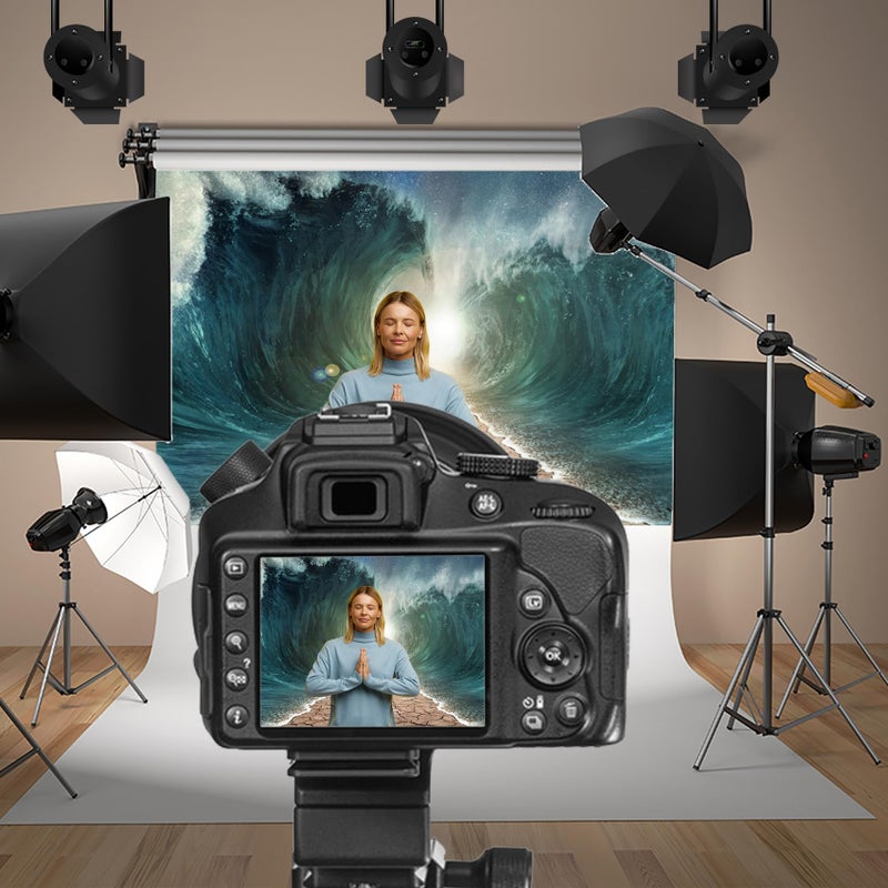 Baocicco 9x6ft Moses Divided Sea Pathway Backdrops Photography Background Judaism Catholic Christian Church Religion Backdrop Holiday Holy Day Festival Religious Belief Easter Portrait Photo Studio - Image 2